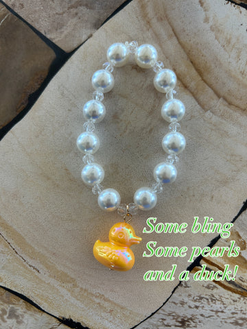 Large Shell Pearl Bracelet with a Duck!