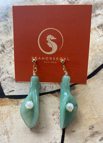 Jade Calla Lily Earrings (green)