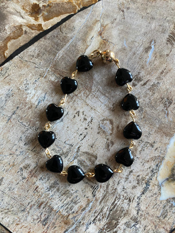 Onyx Heart Bracelet