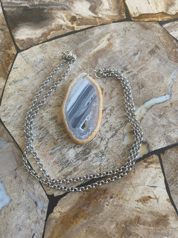 Quartz Slice on Stainless Chain