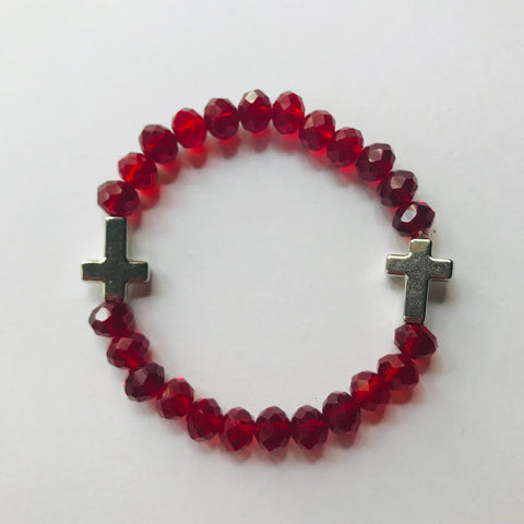 Red Sparkly Cross Bracelet