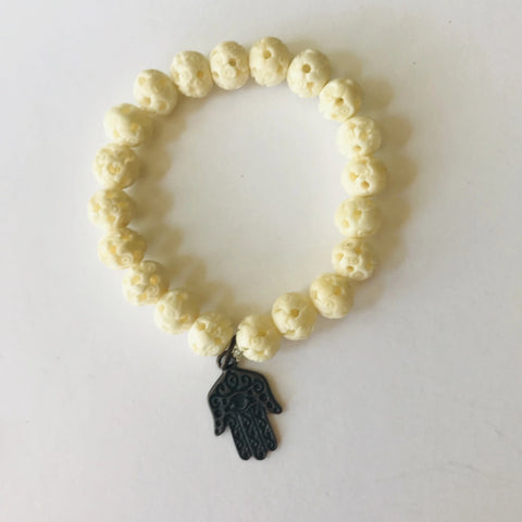 Carved Bone Hamsa Bracelet