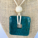 Square Green Agate Pendant