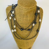 Wear with Everything Lariat in Grey Black and White