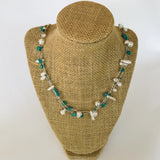 Crocheted Freshwater Pearl and Amazonite Necklace