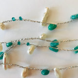 Crocheted Freshwater Pearl and Amazonite Necklace