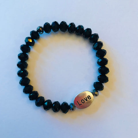 Love Stretchy Black Sparkly Bracelet