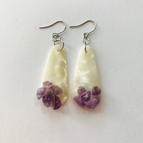 Mother of Pearl with Amethyst Earrings