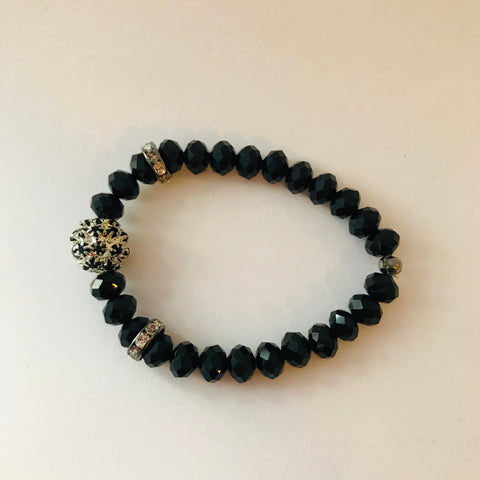 Black Crystal Sphere Bracelet