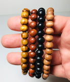 Men's Light Brown Wooden Bead Bracelet